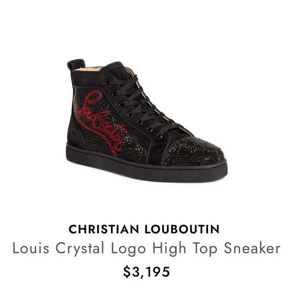 CHRISTIAN LOUBOUTIN RARE Louis Crystal Strass Logo High Top Sneaker RETAIL 3,195 - Picture 2 of 12